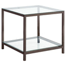 Trini End Table with Glass Shelf Black Nickel - My Sweet Home Furniture (Queens, NY)