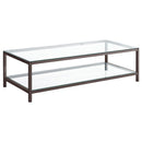 Trini Coffee Table with Glass Shelf Black Nickel - My Sweet Home Furniture (Queens, NY)