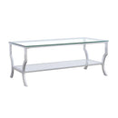 Saide Rectangular Coffee Table with Mirrored Shelf Chrome - My Sweet Home Furniture (Queens, NY)