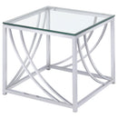 Lille Glass Top Square End Table Accents Chrome - My Sweet Home Furniture (Queens, NY)