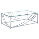 Lille Glass Top Rectangular Coffee Table Accents Chrome - My Sweet Home Furniture (Queens, NY)