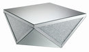 Amore Square Coffee Table with Triangle Detailing Silver and Clear Mirror - My Sweet Home Furniture (Queens, NY)