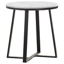 Hugo Metal Base Round End Table White and Matte Black - My Sweet Home Furniture (Queens, NY)