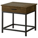 Byers Square 1-drawer End Table Brown Oak and Sandy Black - My Sweet Home Furniture (Queens, NY)