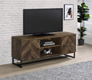 Myles 2-door TV Console with Adjustable Shelves Rustic Oak Herringbone - My Sweet Home Furniture (Queens, NY)