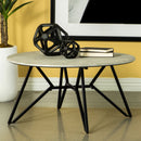 Hadi Round Coffee Table with Hairpin Legs Cement and Gunmetal - My Sweet Home Furniture (Queens, NY)
