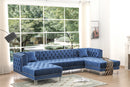 Salma Modern Style Blue Sectional with Acrylic legs