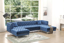 Salma Modern Style Blue Sectional with Acrylic legs
