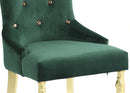 Queen Gold Modern Style Dining Chair in Green Velvet Fabric
