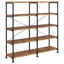 Analiese 4-shelf Open Bookcase Antique Nutmeg - My Sweet Home Furniture (Queens, NY)