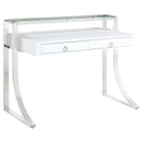 Gemma 2-drawer Writing Desk Glossy White and Chrome - My Sweet Home Furniture (Queens, NY)