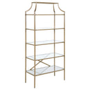 Serena 5-tier Tempered Glass Shelves Bookcase Matte Gold - My Sweet Home Furniture (Queens, NY)