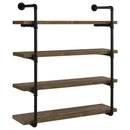 Elmcrest 40-inch Wall Shelf Black and Rustic Oak - My Sweet Home Furniture (Queens, NY)