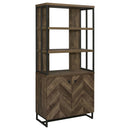 Millbrook 2-door Bookcase Rustic Oak Herringbone and Gunmetal - My Sweet Home Furniture (Queens, NY)