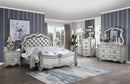 Melrose Transitional Style Queen Bed in Silver finish Wood