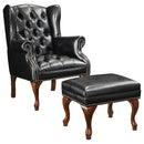 Roberts Button Tufted Back Accent Chair with Ottoman Black and Espresso - My Sweet Home Furniture (Queens, NY)