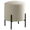 Basye Round Upholstered Ottoman Beige and Matte Black - My Sweet Home Furniture (Queens, NY)