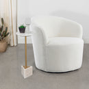 Joyce Upholstered Swivel Barrel Chair White - My Sweet Home Furniture (Queens, NY)