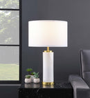 Lucius Drum Shade Bedside Table Lamp White and Gold - My Sweet Home Furniture (Queens, NY)