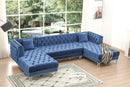 Salma Modern Style Blue Sectional with Acrylic legs
