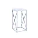 Edmund Accent Table with X-cross Glossy White and Chrome - My Sweet Home Furniture (Queens, NY)