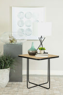 Elyna Square Accent Table Travertine and Black - My Sweet Home Furniture (Queens, NY)