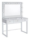 Umbridge 3-drawer Vanity with Lighting Chrome and White - My Sweet Home Furniture (Queens, NY)