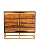 Zara 2-door Accent Cabinet Black Walnut and Gold - My Sweet Home Furniture (Queens, NY)