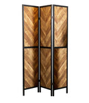 Marlene Herringbone Pattern 3-panel Screen Rustic Tobacco and Black - My Sweet Home Furniture (Queens, NY)