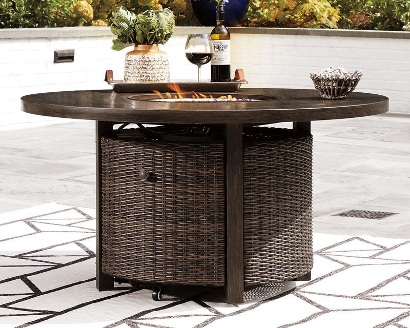 Paradise Trail Paradise Trail Fire Pit Table with 4 Nuvella Swivel Lounge Chairs - My Sweet Home Furniture (Queens, NY)