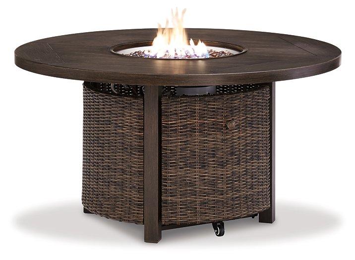 Paradise Trail Paradise Trail Fire Pit Table with 4 Nuvella Swivel Lounge Chairs - My Sweet Home Furniture (Queens, NY)