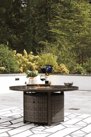 Paradise Trail Paradise Trail Fire Pit Table with 4 Nuvella Swivel Lounge Chairs - My Sweet Home Furniture (Queens, NY)