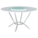 Abby Round Dining Table with Lazy Susan White and Chrome - My Sweet Home Furniture (Queens, NY)