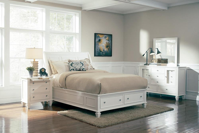 Sandy Beach Queen & E.King Panel Bed with High Headboard Black & White - My Sweet Home Furniture (Queens, NY)