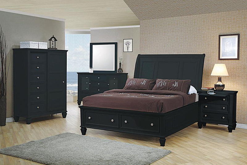 Sandy Beach Queen & E.King Storage Sleigh Bed Black & White - My Sweet Home Furniture (Queens, NY)