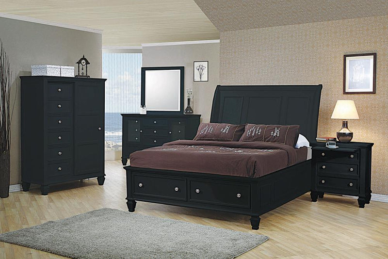 Sandy Beach Queen & E.King Storage Sleigh Bed Black & White - My Sweet Home Furniture (Queens, NY)