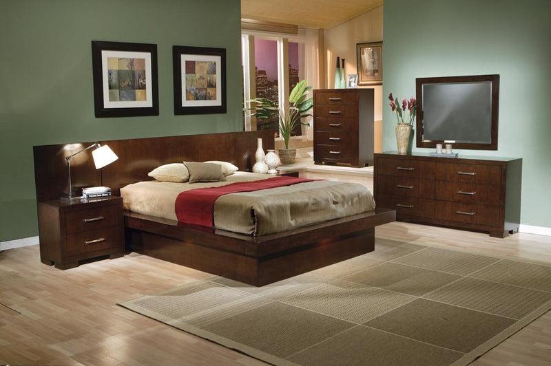Jessica Eastern King & Queen Platform Bed with Rail Seating Cappuccino - My Sweet Home Furniture (Queens, NY)