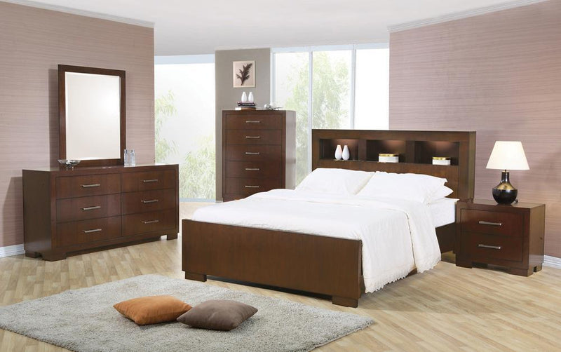 Jessica California King, E.king, & Queen Bed with Storage Headboard Cappuccino - My Sweet Home Furniture (Queens, NY)