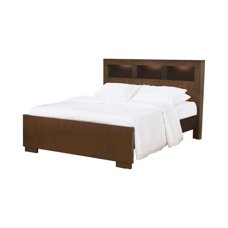 Jessica California King, E.king, & Queen Bed with Storage Headboard Cappuccino - My Sweet Home Furniture (Queens, NY)