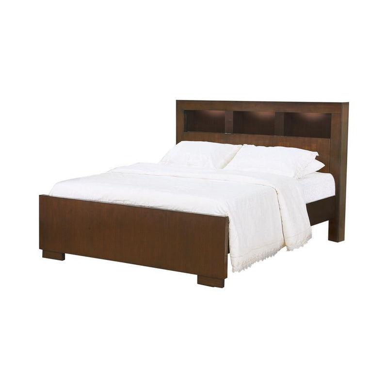 Jessica California King, E.king, & Queen Bed with Storage Headboard Cappuccino - My Sweet Home Furniture (Queens, NY)