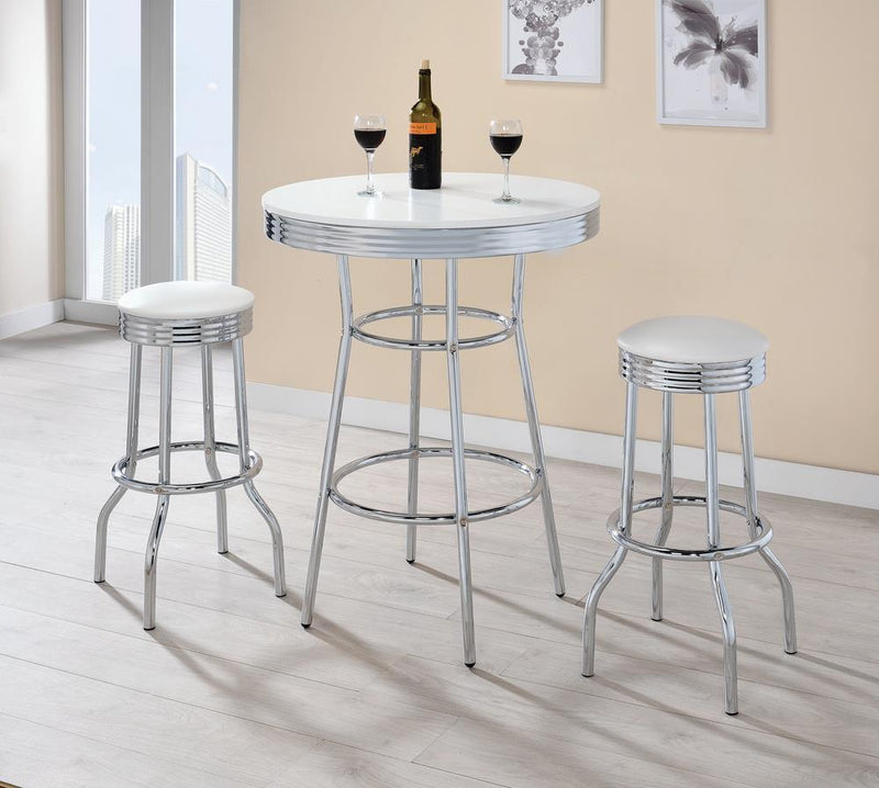 Theodore Round Bar Table Chrome and Glossy White