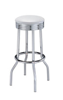Theodore Upholstered Top Bar Stools White and Chrome (Set of 2) - My Sweet Home Furniture (Queens, NY)