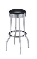 Theodore Upholstered Top Bar Stools Black and Chrome (Set of 2) - My Sweet Home Furniture (Queens, NY)