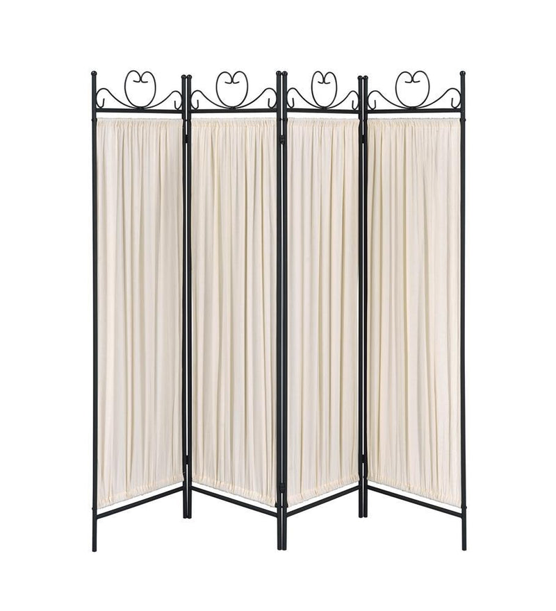 Dove 4-panel Folding Screen Beige and Black