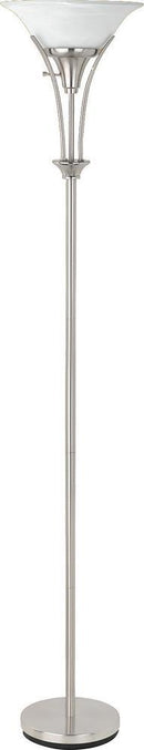 Archie Floor Lamp with Frosted Ribbed Shade Brushed Steel - My Sweet Home Furniture (Queens, NY)