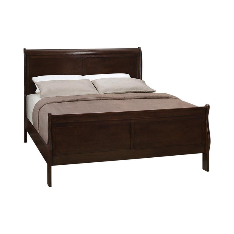 Louis Philippe Eastern King & Queen Panel Sleigh Bed Cappuccino - My Sweet Home Furniture (Queens, NY)