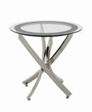 Brooke Glass Top End Table Chrome and Black - My Sweet Home Furniture (Queens, NY)