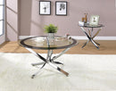 Brooke Glass Top Coffee Table Chrome and Black - My Sweet Home Furniture (Queens, NY)