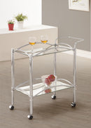 Shadix 2-tier Serving Cart with Glass Top Chrome and Clear - My Sweet Home Furniture (Queens, NY)