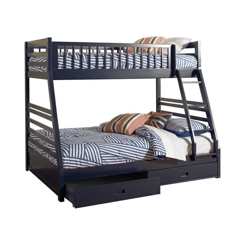 Ashton Twin Over Full 2-drawer Bunk Bed Cappuccino, White, Navy, Honey, & Brown - My Sweet Home Furniture (Queens, NY)